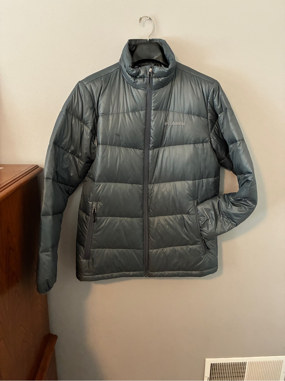Columbia Men's Gray Puffer Jacket - Turbodown Lightweight Insulated Coat
